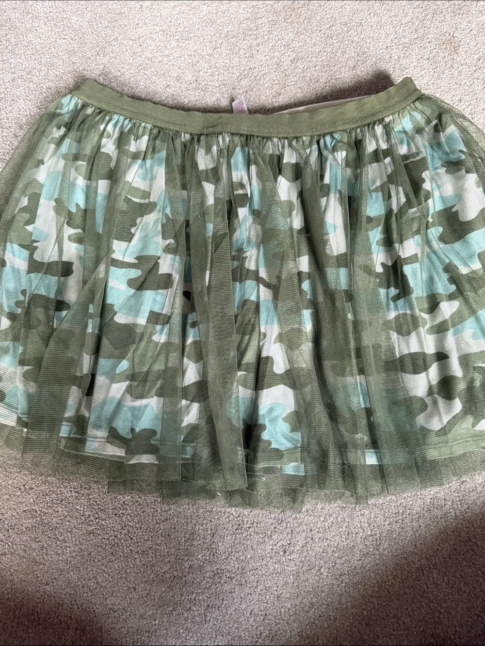 Green Camo Tulle Skater Skort